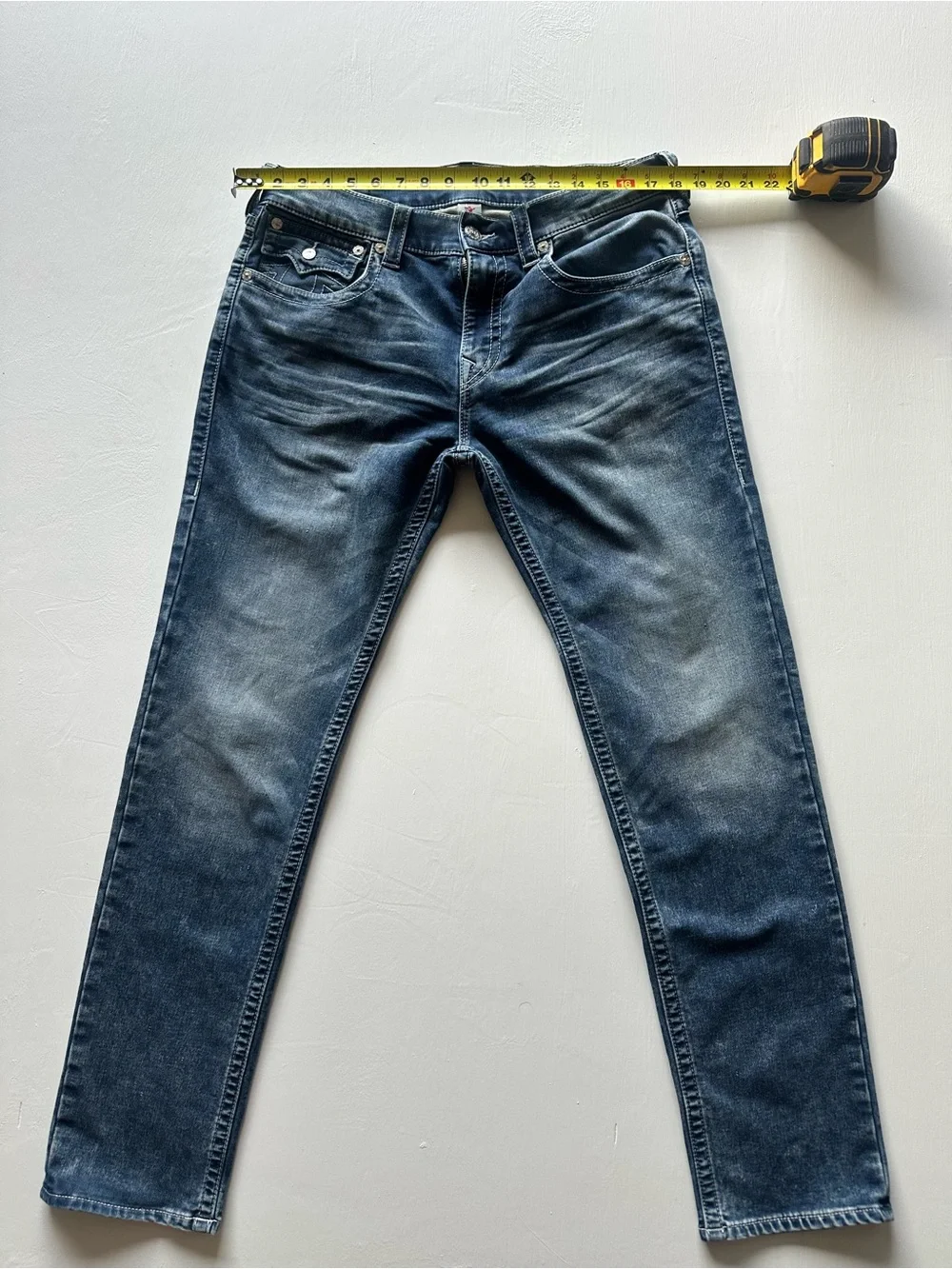True Religion Men's Faded Blue Slim Straight Jeans